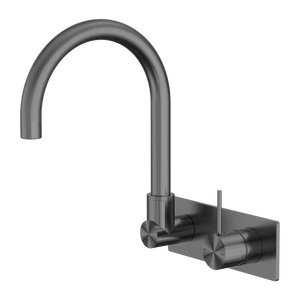 Mecca Wall Basin/Bath Mixer Swivel Spout Handle Up Gun Metal - Brushed Gunmetal