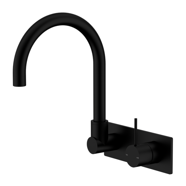 Mecca Wall Basin/Bath Mixer Swivel Spout Handle Up Matte Black