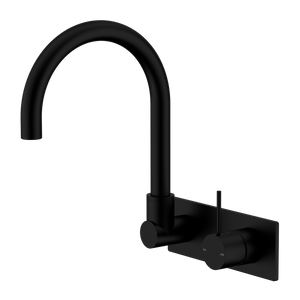 Mecca Wall Basin/Bath Mixer Swivel Spout Handle Up Matte Black - Matte Black