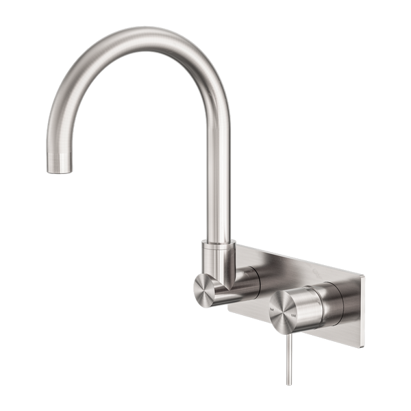 Mecca Wall Basin/Bath Mixer Swivel Spout Brushed Nickel