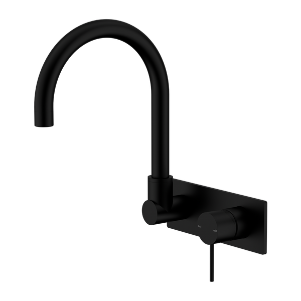 Mecca Wall Basin/Bath Mixer Swivel Spout Matte Black