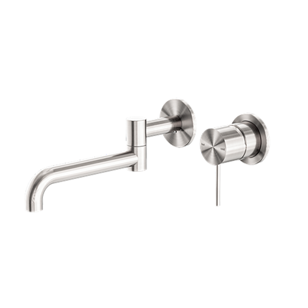 Mecca Wall Basin/Bath Mixer Swivel Spout 225mm Brushed Nickel