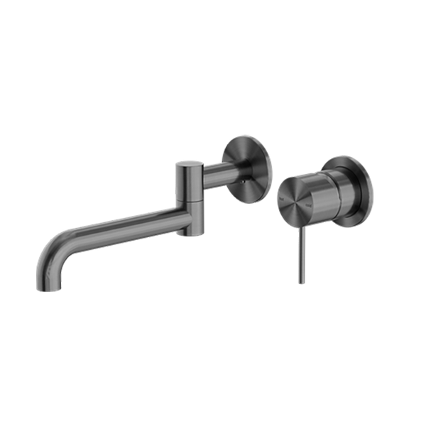 Mecca Wall Basin/Bath Mixer Swivel Spout 225mm Brushed Gunmetal