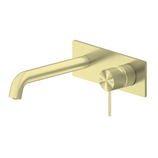 Mecca Wall Basin/Bath Mixer 230mm Spout Brushed Gold