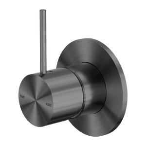 Mecca Shower Mixer Handle Up 80mm Plate Gun Metal - Brushed Gunmetal