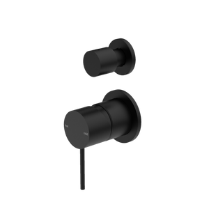 Mecca Shower Mixer With Divertor Separate Back Plate Matte Black - Matte Black