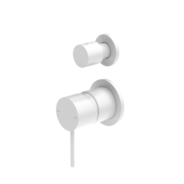 Mecca Shower Mixer With Divertor Separate Back Plate Matte White