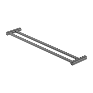 New Mecca Double Towel Rail 800mm Brushed Gunmetal - Gunmetal