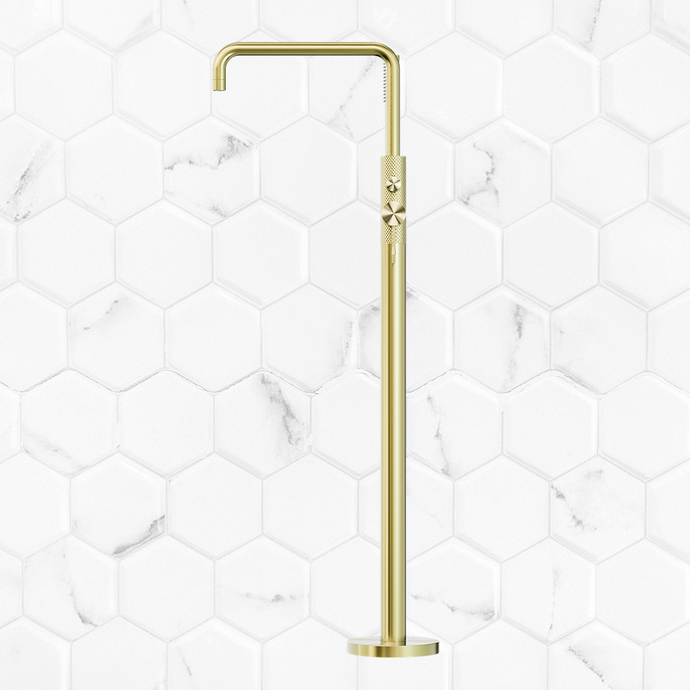 Opal Free Standing Bath Mixer with Hand Shower Brushed Gold