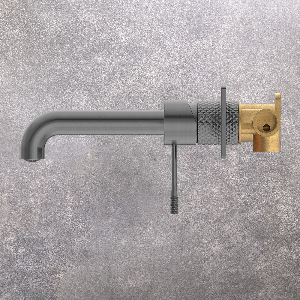 Opal Wall Basin/Bath Mixer 185mm Spout Graphite