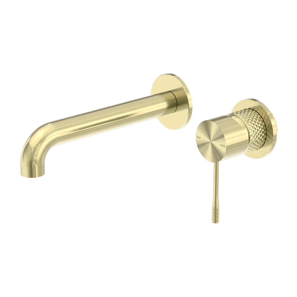 Opal Wall Basin/Bath Mixer 185mm Spout With Separate Back Plate Brushed Gold