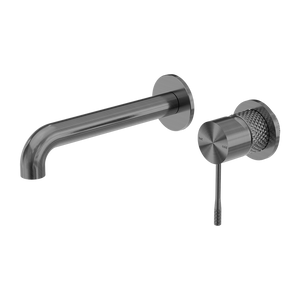 Opal Wall Basin/Bath Mixer 185mm Spout With Separate Back Plate Graphite - Brushed Gunmetal