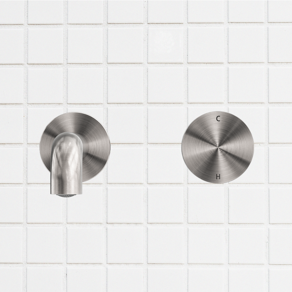 Kara Progressive Wall Basin/Bath Set 185mm Brushed Nickel