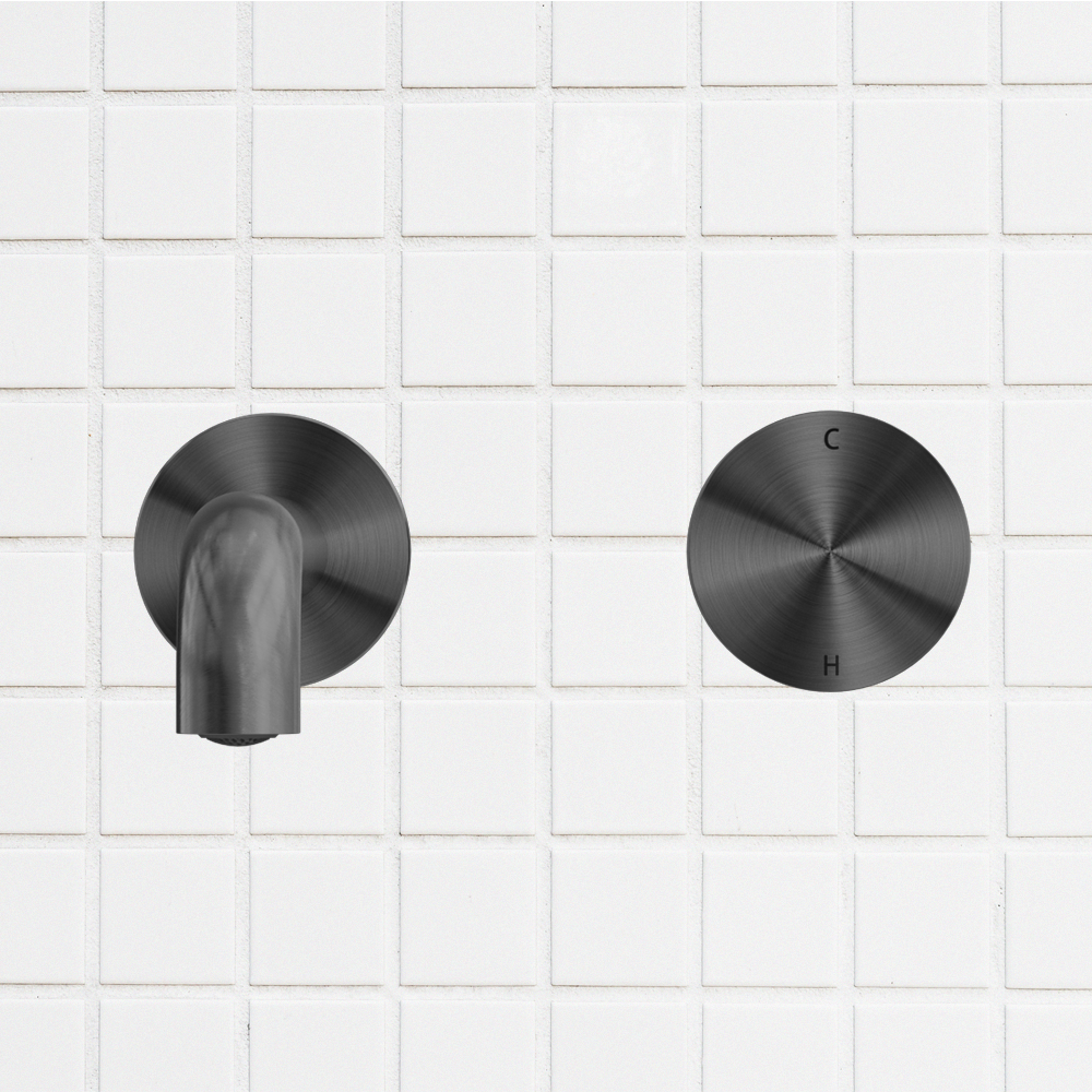 Kara Progressive Wall Basin/Bath Set 185mm Brushed Gunmetal