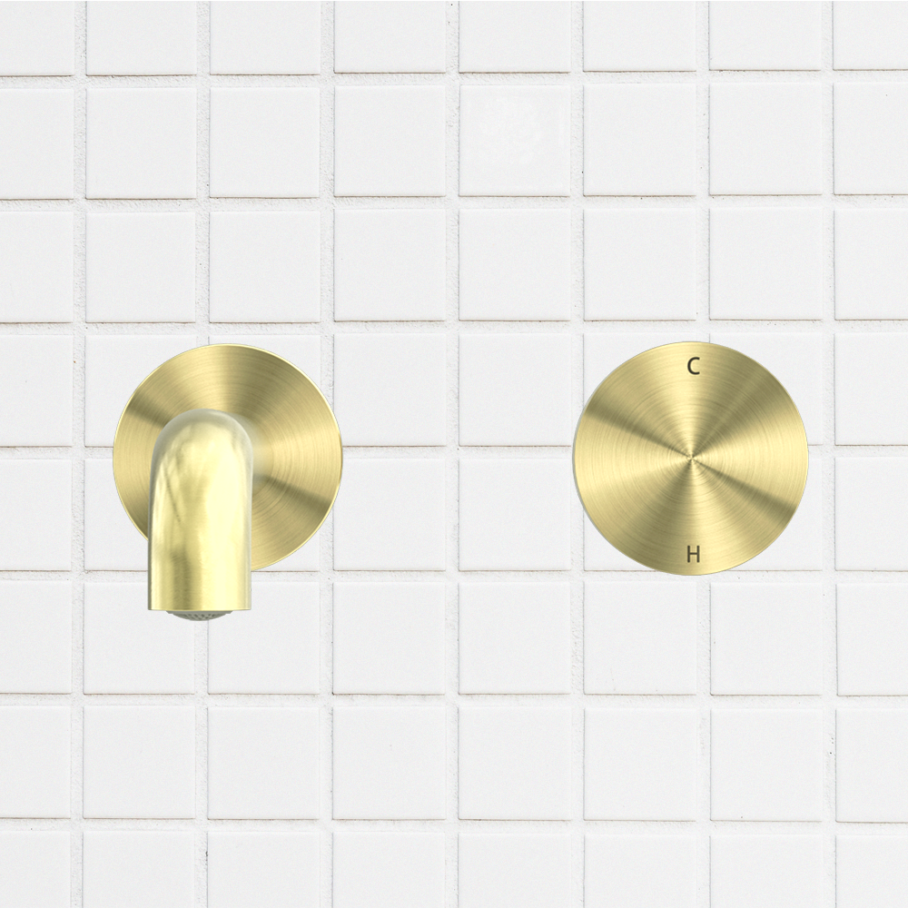 Kara Progressive Wall Basin/Bath Set 230mm Brushed Gold