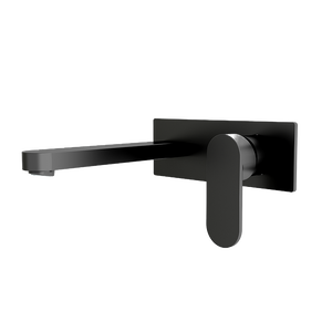 Ecco Wall Basin/Bath Mixer 200mm Matte Black - Matte Black