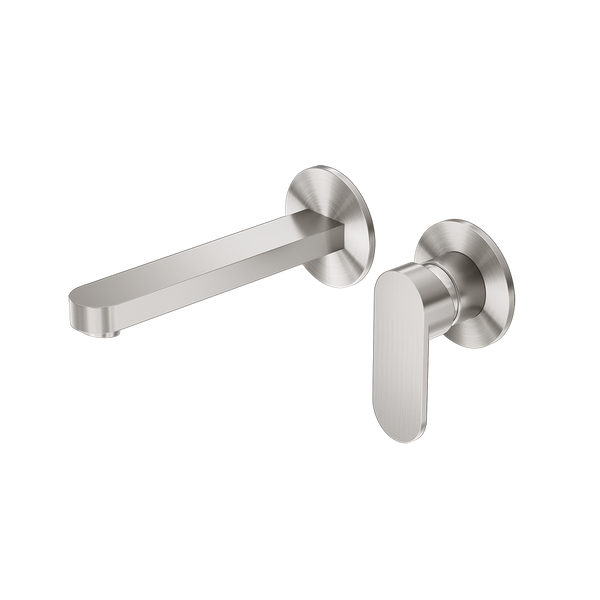 Ecco Wall Basin/Bath Mixer Separate Back Plate 200mm Brushed Nickel
