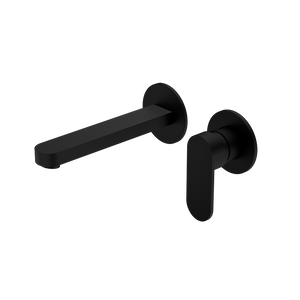 Ecco Wall Basin/Bath Mixer Separate Back Plate 200mm Matte Black - Matte Black