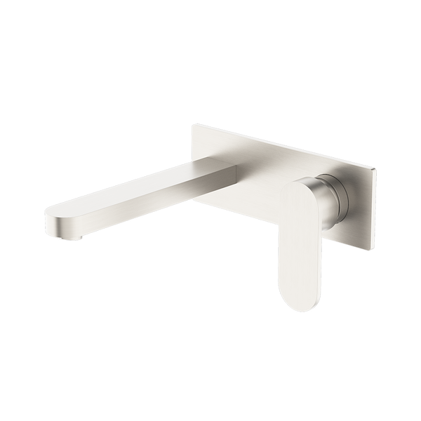 Ecco Wall Basin/Bath Mixer 200mm Brushed Nickel
