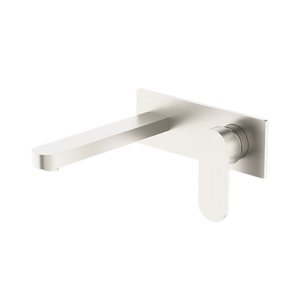 Ecco Wall Basin/Bath Mixer 200mm Brushed Nickel - Brushed Nickel