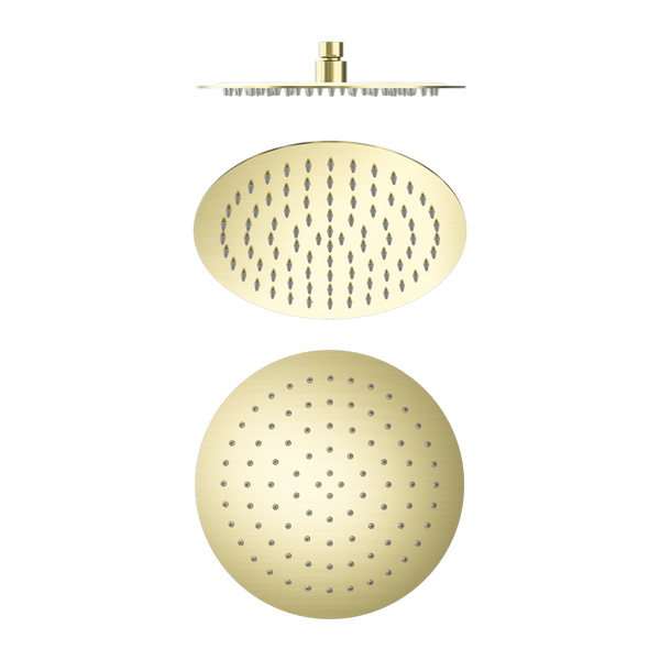 250mm Round Stainless Steel Shower Head 250mm 4 Star Rating Brushed Gold