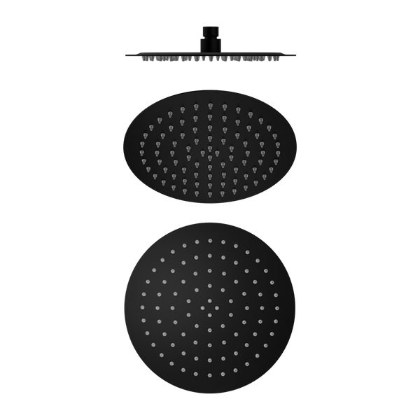 250mm Round Stainless Steel Shower Head 250mm 4 Star Rating Matte Black