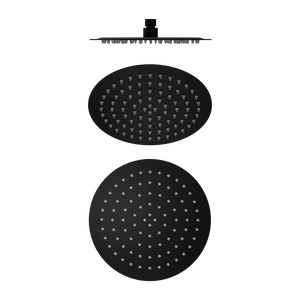 250mm Round Stainless Steel Shower Head 250mm 4 Star Rating Matte Black - Matte Black