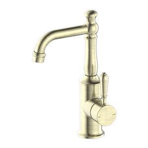 York Basin Mixer with Metal Lever Aged Brass - Aged Brass