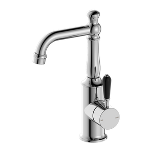 York Basin Mixer with Black Porcelain Lever Chrome - Chrome
