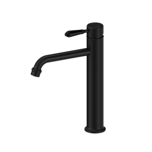 York Straight Tall Basin Mixer with Metal Lever Matte Black - Matte Black