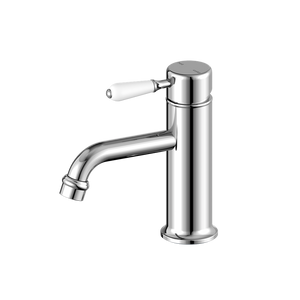 York Straight Basin Mixer With White Porcelain Lever Chrome - Chrome