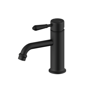 York Straight Basin Mixer With Metal Lever Matte Black - Matte Black
