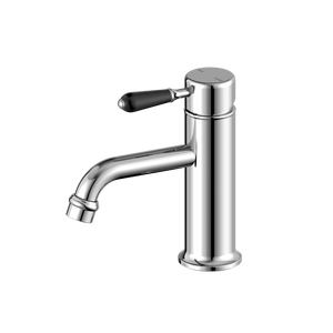 York Straight Basin Mixer With Black Porcelain Lever Chrome - Chrome
