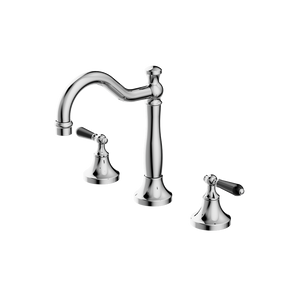 York Basin Set With Black Porcelain Lever Chrome - Chrome