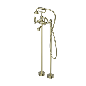 York Freestanding Bath Mixer With Metal Hand Shower Aged Brass - Aged Brass