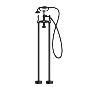 York Freestanding Bath Mixer With Metal Hand Shower Matte Black - Matte Black
