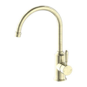 York Kitchen Mixer Gooseneck Spout with Metal Lever Aged Brass - Aged Brass