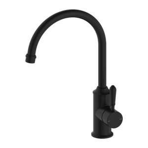 York Kitchen Mixer Gooseneck Spout with Metal Lever Matte Black - Matte Black