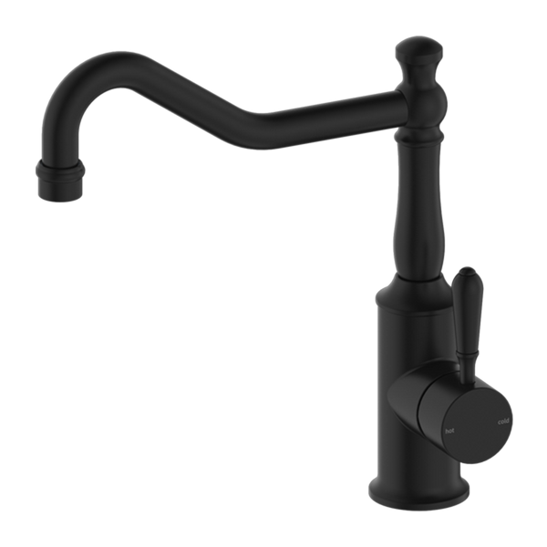 York Kitchen Mixer Hook Spout with Metal Lever Matte Black