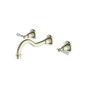York Wall Basin Set With White Porcelain Lever Aged Brass - Aged Brass