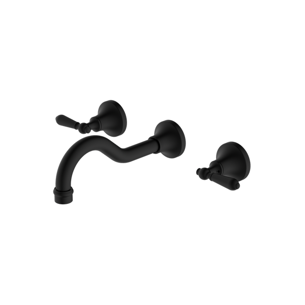 York Wall Basin Set With Metal Lever Matte Black