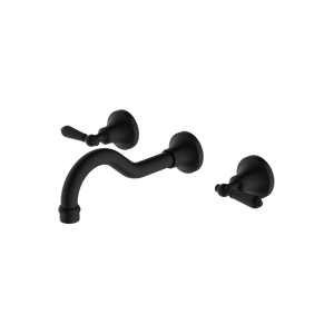 York Wall Basin Set With Metal Lever Matte Black - Matte Black