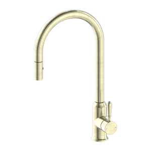 York Pull Out Sink Mixer with Vegie Spray Function with Metal Lever Aged Brass - Aged Brass