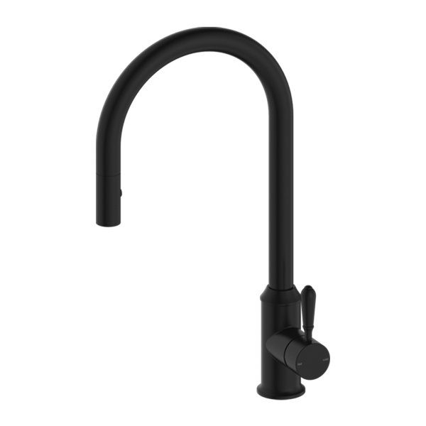 York Pull Out Sink Mixer with Vegie Spray Function with Metal Lever Matte Black