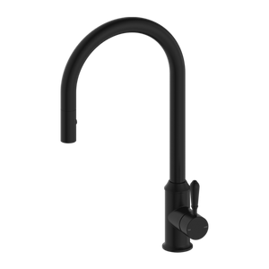 York Pull Out Sink Mixer with Vegie Spray Function with Metal Lever Matte Black - Matte Black