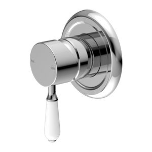York Shower Mixer with White Porcelain Lever Chrome - Chrome