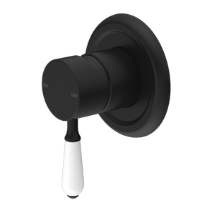 York Shower Mixer with White Porcelain Lever Matte Black - Matte Black