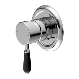 York Shower Mixer with Black Porcelain Lever Chrome - Chrome