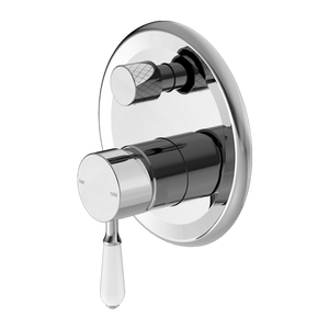 York Shower Mixer with Divertor with White Porcelain Lever Chrome - Chrome