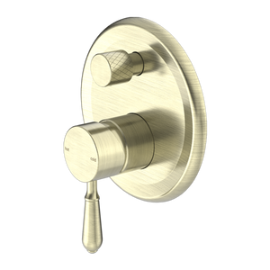 York Shower Mixer with Divertor with Metal Lever Aged Brass - Aged Brass